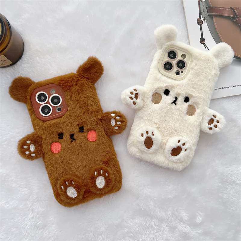 Phone Cases For Iphone 17 - 한국 3D 만화 곰돌이 푹신한 봉제