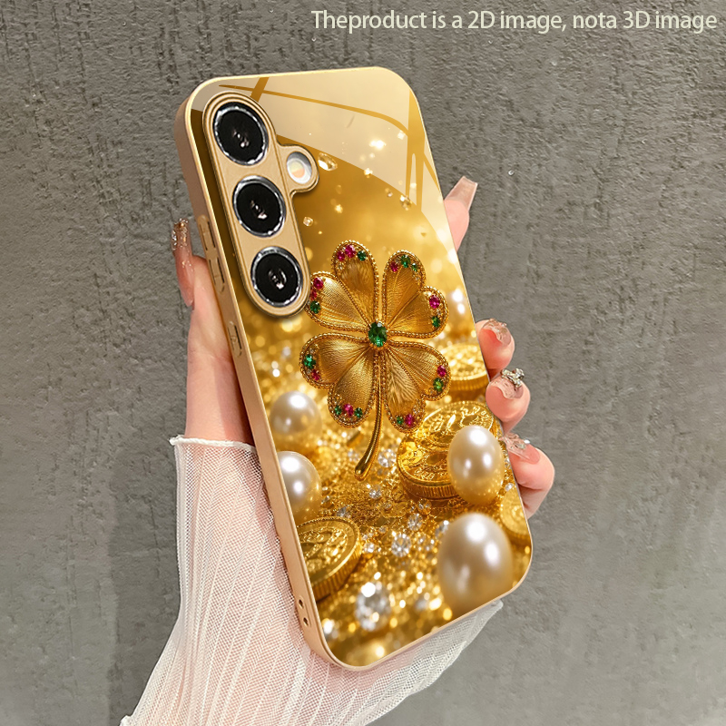 Phone Cases Metal - 화려한 보석 네잎 패턴 2D 폰