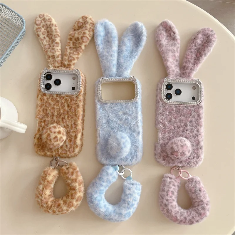 Cute Cartoon Case - 귀여운 만화 레오파드 프린트 토끼 귀
