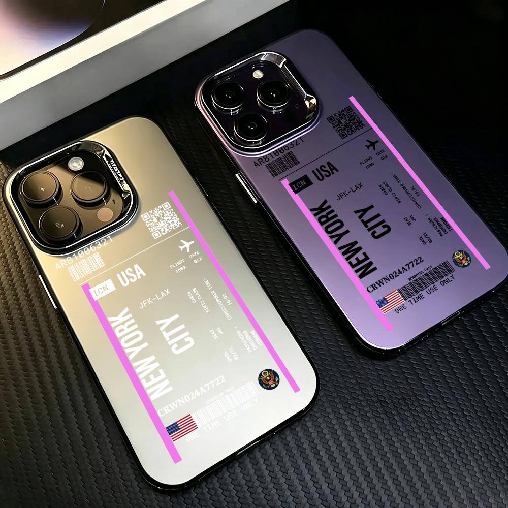 Phone Cases York - 뉴욕 항공권 디자인 컬러풀 실버 폰