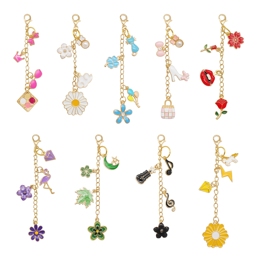 Phone Cases With Charms - 6/9개 귀여운 립밤 참 키체인 꽃