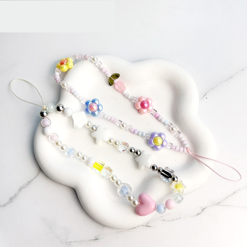 여성용 튤립 꽃 구슬 휴대폰 체인, 귀여운 아크릴 전화 - Phone Cases With Charms 리뷰 및 가격