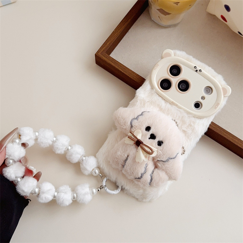 3D 만화 리본 강아지 따뜻하고 폭신한 플러시 폰 케이 - Phone Cases For Iphone 17 리뷰 및 가격