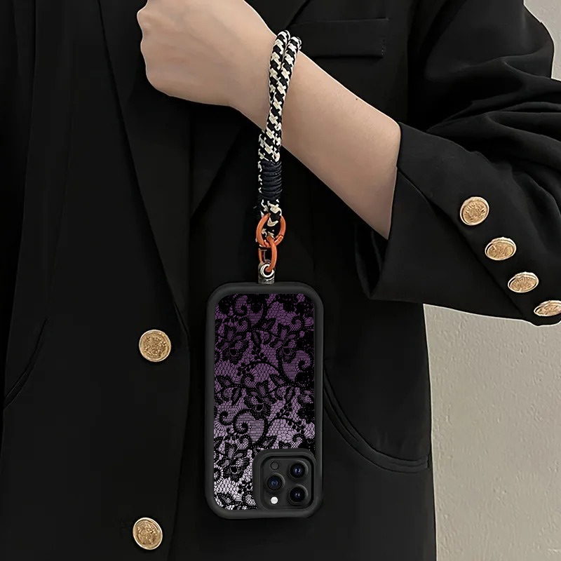 블랙 퍼플 레이스 핸드 스트랩 폰 케이스 삼성 갤럭시  - Phone Cases With Straps 리뷰 및 가격