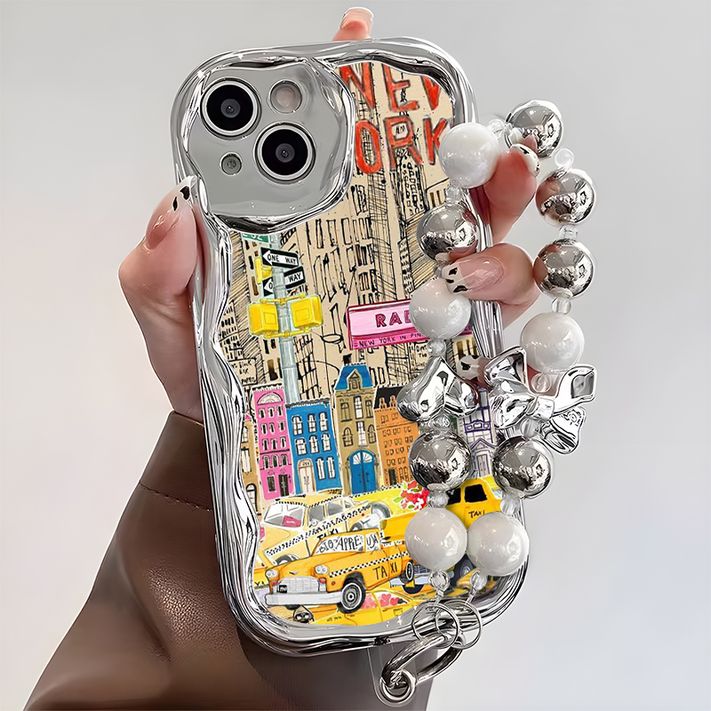 뉴욕 도시 풍경 패턴 2D 불규칙 도금 폰 케이스 (팔 - Phone Cases York 리뷰 및 가격