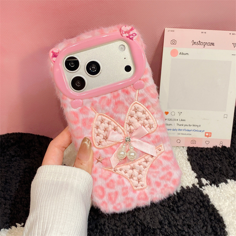 럭셔리 레오파드 프린트 비키니 패턴 플러시 폰 케이스  - Phone Cases For Iphone 17 리뷰 및 가격