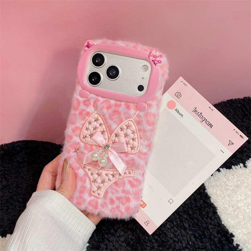 럭셔리 레오파드 프린트 비키니 패턴 플러시 폰 케이스  - Phone Cases For Iphone 17 리뷰 및 가격