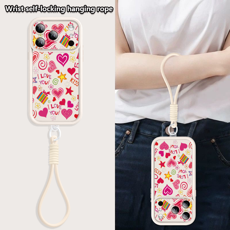 러브 하트 패턴 스트랩 케이스 아이폰 17 프로 맥스  - Phone Cases With Straps 리뷰 및 가격