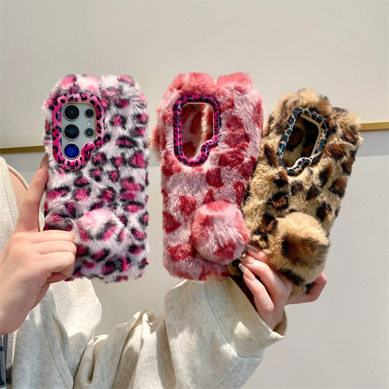 럭셔리 3D 레오파드 프린트 토끼 플러시 폰 케이스 ( - Phone Cases For Samsung 리뷰 및 가격