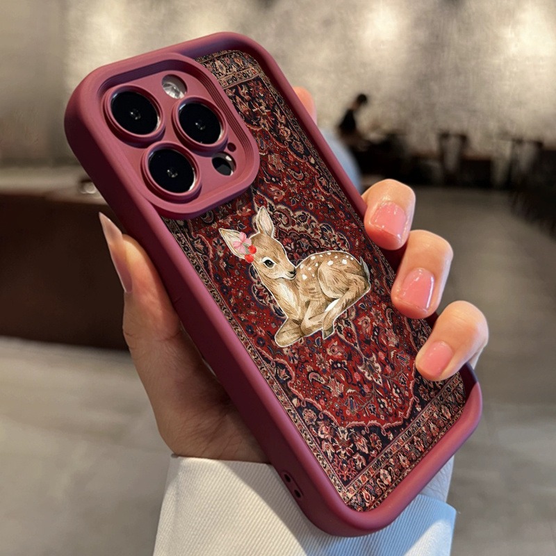 빈티지 레드 플로럴 사슴 패턴 하이엣지 TPU 충격 방 - Phone Cases Red Deer 리뷰 및 가격