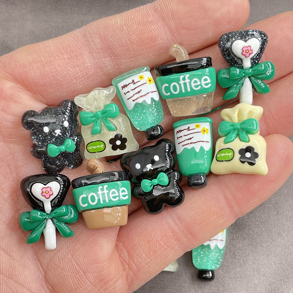 10pcs 만화 수지 커피 베어 펜던트 DIY 손수 만 - Phone Cases With Charms 리뷰 및 가격