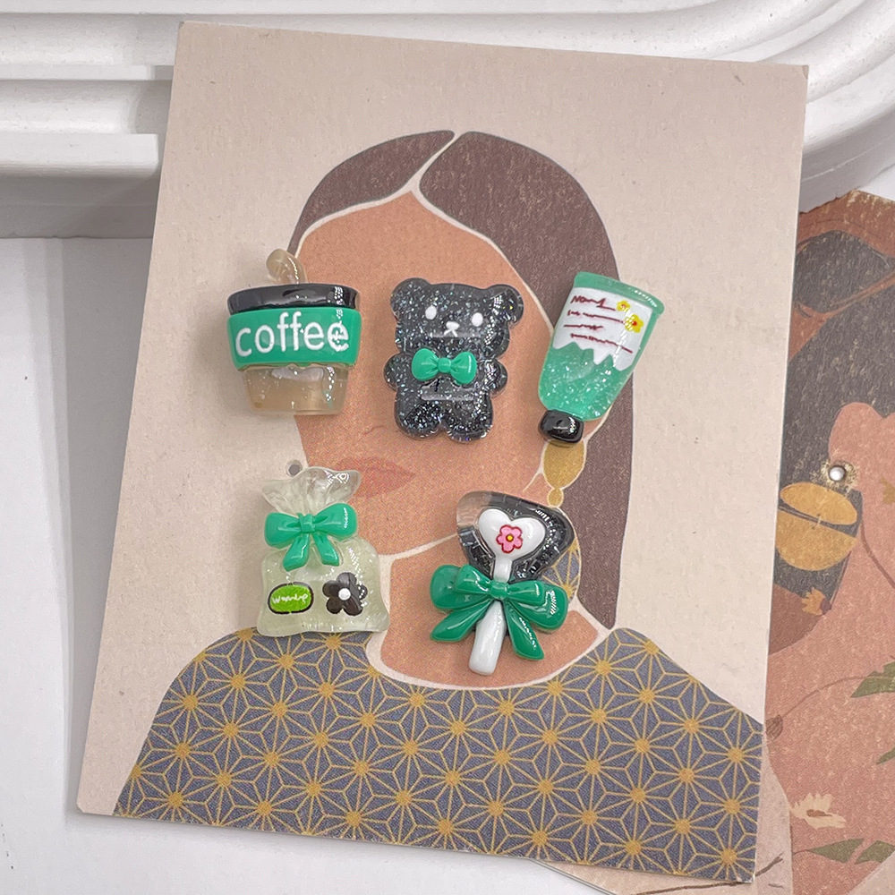 10pcs 만화 수지 커피 베어 펜던트 DIY 손수 만 - Phone Cases With Charms 리뷰 및 가격