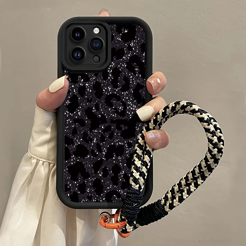 검은색 반점 표범 무늬 핸드 스트랩 폰 케이스 (삼성  - Phone Cases With Straps 리뷰 및 가격