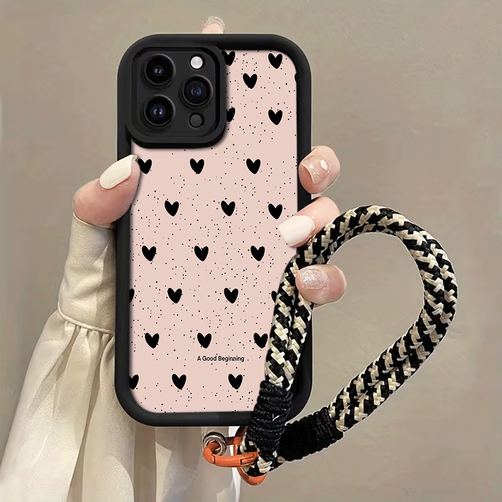잉크 스플래터 블랙 하트 핸드 스트랩 폰 케이스 삼성  - Phone Cases With Straps 리뷰 및 가격